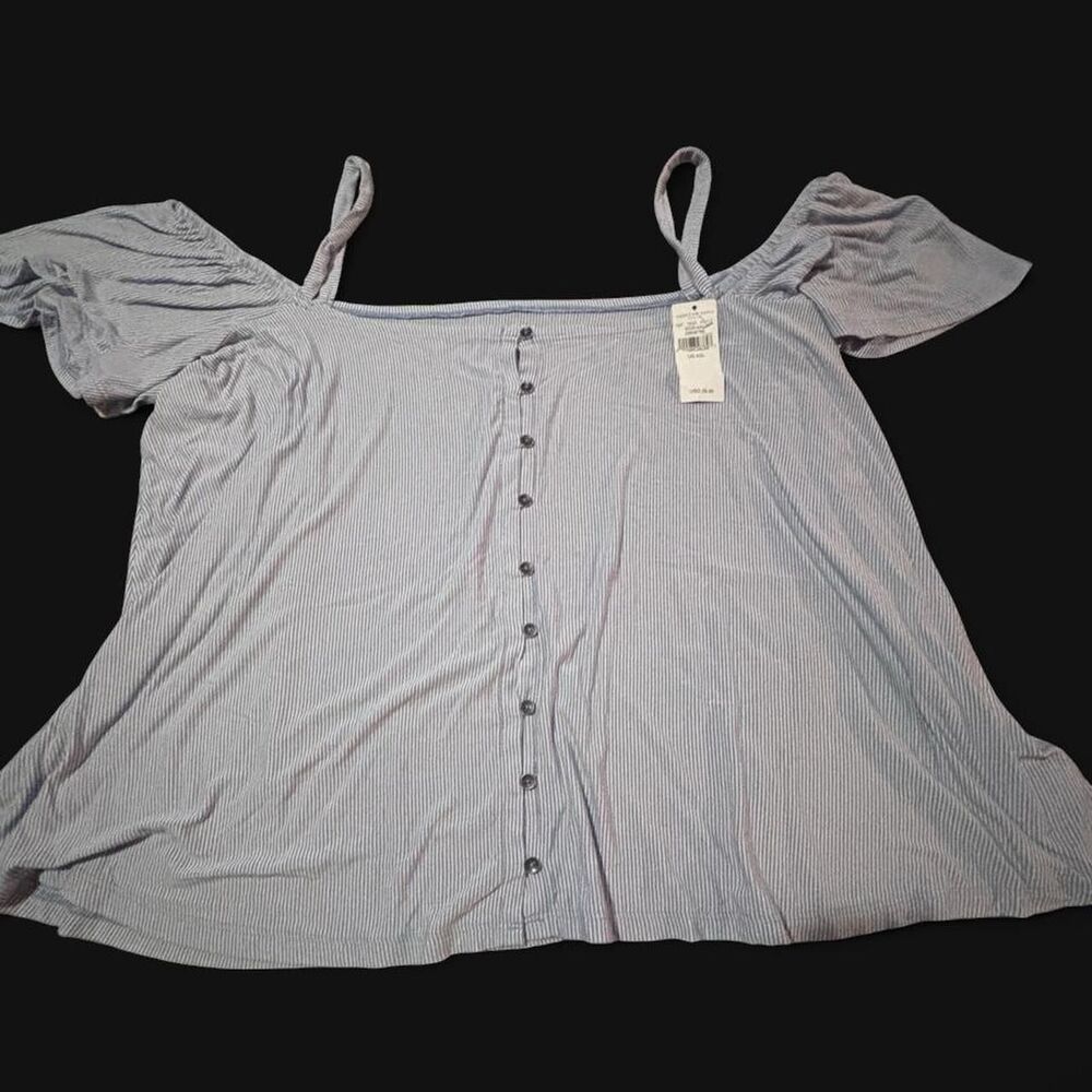 American Eagle XXL Striped Off-Shoulder Shirt